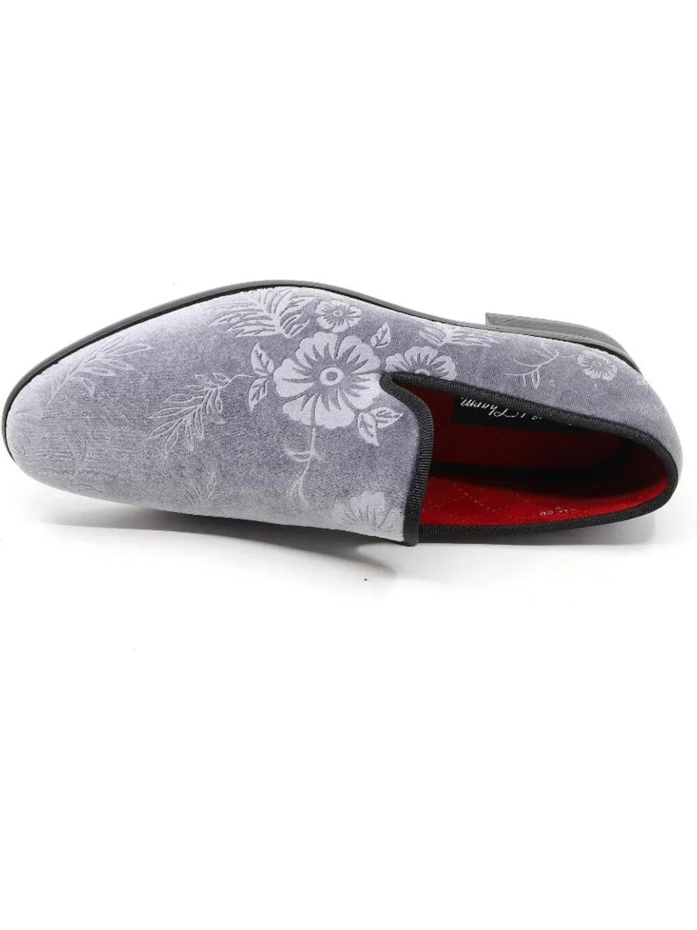 Metrocharm Men's Grey Floral Loafers Penny Slip On Tuxedo Fashion Shoes
